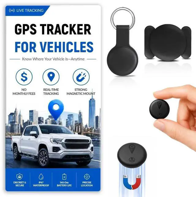 Main image of Mini Hidden GPS Tracker for Vehicles, Real-Time Tracking for Cars, iOS Only No Monthly Fee or SIM Card, Magnetic, Works with Find My, IP68 Waterproof GPS Tracking Devices for Motorcycles, Bikes, Black