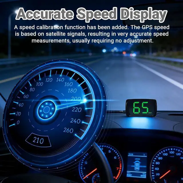 Alt view image 4 of 7 - Speedometer HUD for Cars Trucks Motorcycles USB Plug & Play Digital MPH Speed Meter Head Up Display, GPS Speedometer, in-Vehicle HUD Head-up Display with Shading Plate Car Charger Adapter