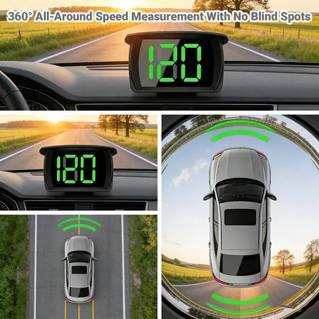 Alt view image 7 of 7 - Speedometer HUD for Cars Trucks Motorcycles USB Plug & Play Digital MPH Speed Meter Head Up Display, GPS Speedometer, in-Vehicle HUD Head-up Display with Shading Plate Car Charger Adapter