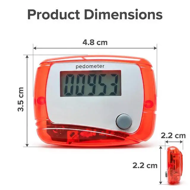 Alt view image 2 of 7 - 3Pcs Red Portable Counter Mini Digital LCD Pedometer Sports Walking Running Step Counter Meter Walking Distance Miles,Exercise Time, Calorie Counter, Daily Target Monitor