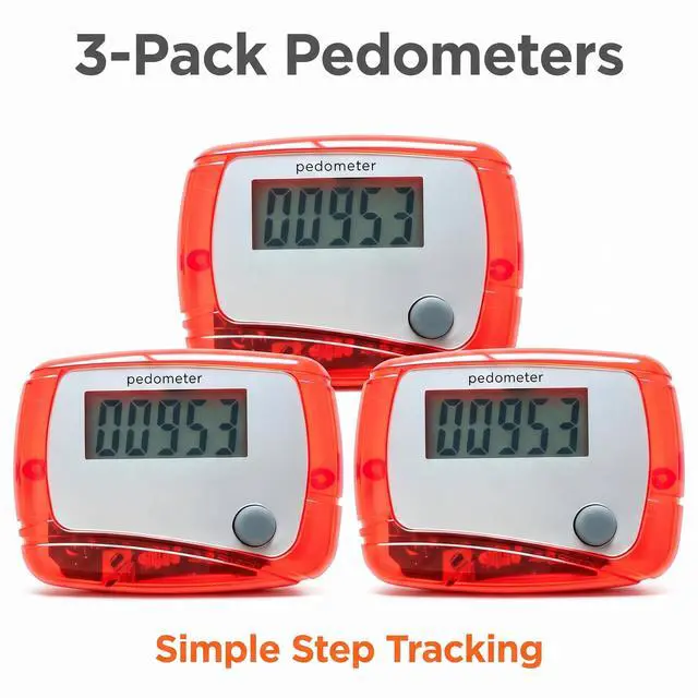 Alt view image 6 of 7 - 3Pcs Red Portable Counter Mini Digital LCD Pedometer Sports Walking Running Step Counter Meter Walking Distance Miles,Exercise Time, Calorie Counter, Daily Target Monitor