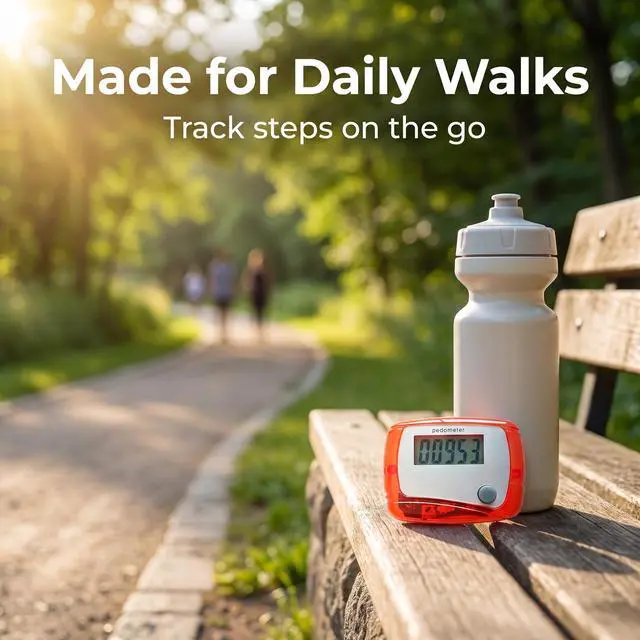 Alt view image 5 of 7 - 3Pcs Red Portable Counter Mini Digital LCD Pedometer Sports Walking Running Step Counter Meter Walking Distance Miles,Exercise Time, Calorie Counter, Daily Target Monitor