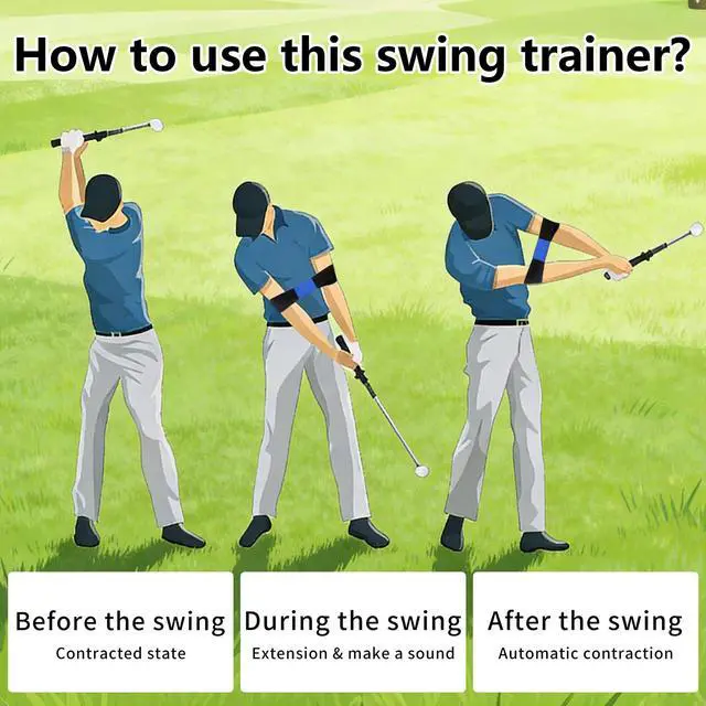 Alt view image 5 of 7 - Golf Swing Trainer - 2026 Golf Gift, Retractable Golf Grip Trainer with Arm Band, Corrects Grip Posture, Provides Swing Feedback & Rhythm Training (Ideal for Chipping)
