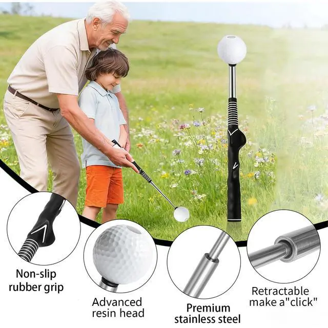 Alt view image 7 of 7 - Golf Swing Trainer - 2026 Golf Gift, Retractable Golf Grip Trainer with Arm Band, Corrects Grip Posture, Provides Swing Feedback & Rhythm Training (Ideal for Chipping)