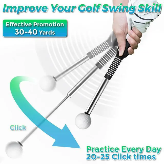 Alt view image 3 of 7 - Golf Swing Trainer Aid,Golf Grip Trainer with Audible Click Feedback | Right Hand Golf Training Aid Retractable Swing Practice Tool for Beginners Players Portable Golf Accessories Indoor Outdoor