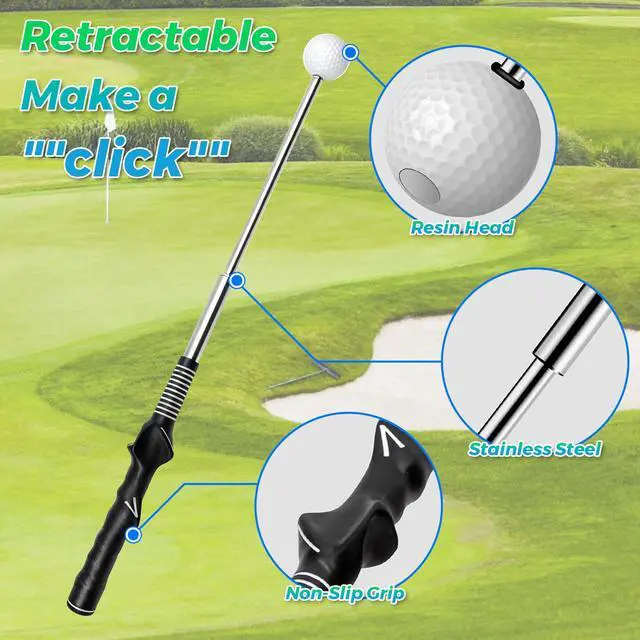 Alt view image 5 of 7 - Golf Swing Trainer Aid,Golf Grip Trainer with Audible Click Feedback | Right Hand Golf Training Aid Retractable Swing Practice Tool for Beginners Players Portable Golf Accessories Indoor Outdoor