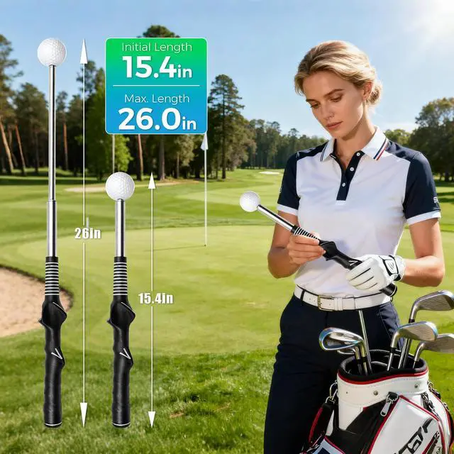 Alt view image 6 of 7 - Golf Swing Trainer Aid,Golf Grip Trainer with Audible Click Feedback | Right Hand Golf Training Aid Retractable Swing Practice Tool for Beginners Players Portable Golf Accessories Indoor Outdoor