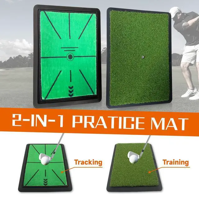 Alt view image 5 of 7 - Golf Hitting Mat, Precision Pro Swing Mat for Path Feedback, Golf Training Chipping Aid with Replaceable Thickened Artificial Turf, Golf Accessories Gift for Adults for Indoor/Outdoor 13"x17"