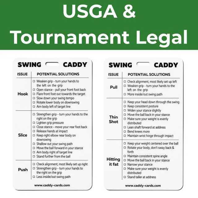 Alt view image 6 of 7 - Swing Golf Swing Tips Bag Tag Pocket Training Aid for Hooks, Slices & Topped Shots Dual-Sided Golf Reference Card to Shoot Lower Scores