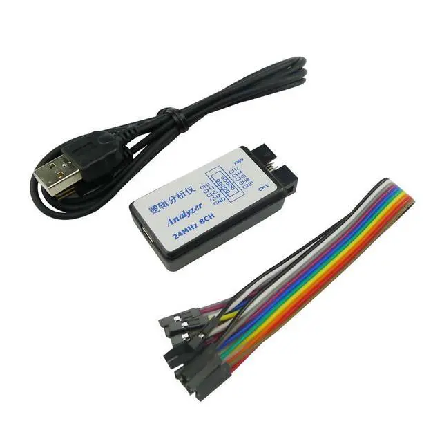 Alt view image 2 of 6 - USB Logic Analyzer 24MHz 8CH 8 Channel UART IIC SPI Debug Device + 12PCS 6 Colourful Test Hook Clip Set + USB Cable + Debugging Tool Sets