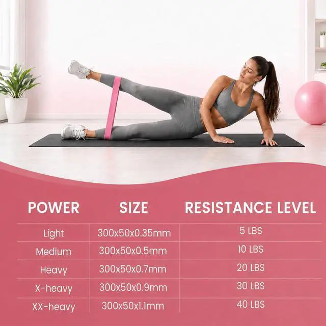 Alt view image 5 of 7 - Resistance Bands for Working Out Exercise Loop Bands, Pink Purple | Set of 5 Variety of Resistance Levels, Workout Equipment, Body Stretching Training, Home Travel Physical Therapy, Booty Legs