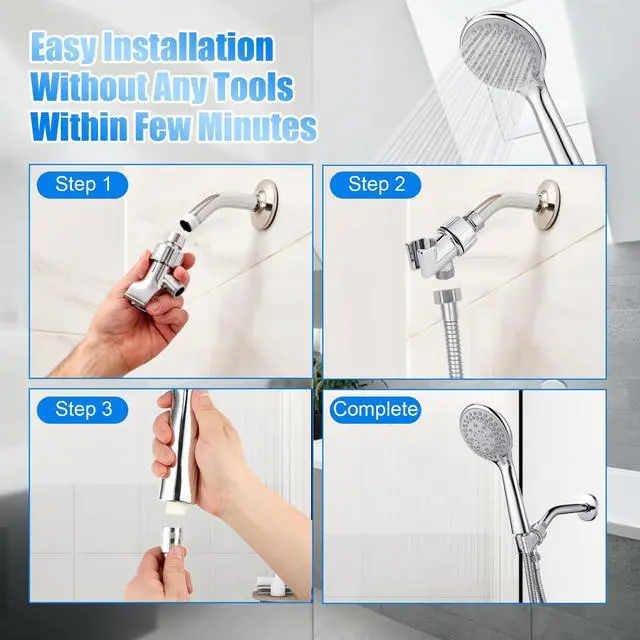 Alt view image 3 of 7 - Detachable Handheld Shower Head with Hose - High pressure 5 Functions Showerheads Hand Held Shower Heads,Extra Long 4.7 ft. Stainless Steel Hose and Holder