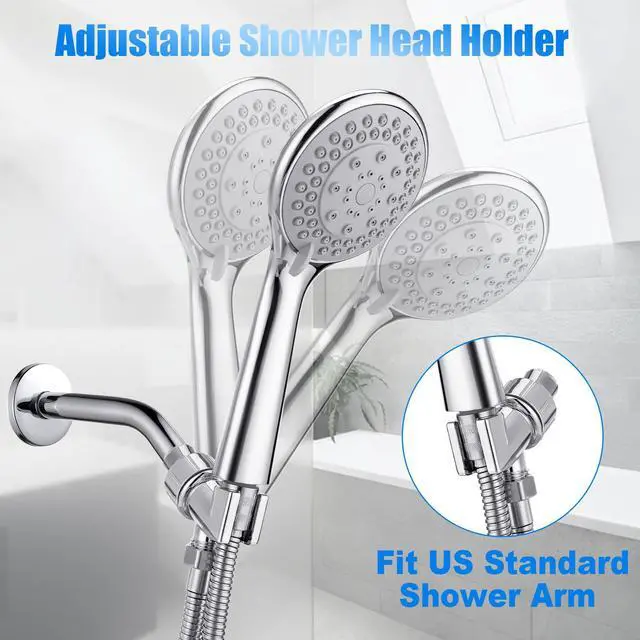 Alt view image 4 of 7 - Detachable Handheld Shower Head with Hose - High pressure 5 Functions Showerheads Hand Held Shower Heads,Extra Long 4.7 ft. Stainless Steel Hose and Holder