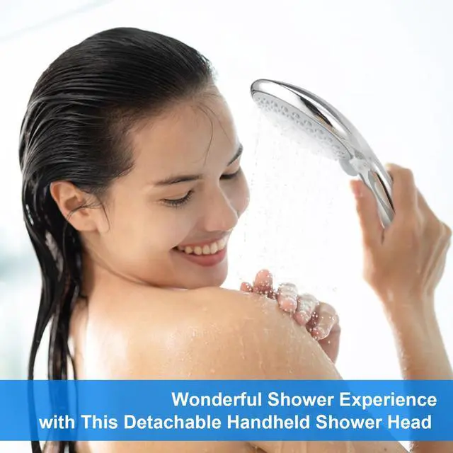 Alt view image 7 of 7 - Detachable Handheld Shower Head with Hose - High pressure 5 Functions Showerheads Hand Held Shower Heads,Extra Long 4.7 ft. Stainless Steel Hose and Holder