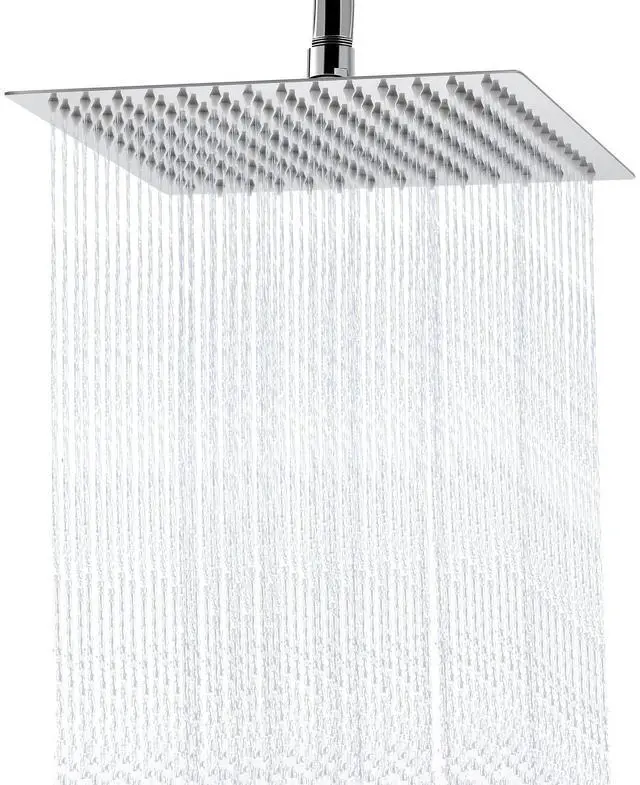 Main image of 10 Inch Rain Shower Head Square High Pressure Ceiling or Wall Mount | Pressure Boosting Design, Self Cleaning Nozzles, Large Square Size, Ultra Thin, Ceiling or Wall Mount, Simple Installation