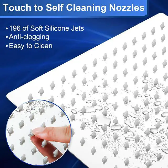 Alt view image 2 of 7 - 10 Inch Rain Shower Head Square High Pressure Ceiling or Wall Mount | Pressure Boosting Design, Self Cleaning Nozzles, Large Square Size, Ultra Thin, Ceiling or Wall Mount, Simple Installation