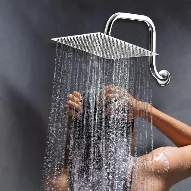 Alt view image 7 of 7 - 10 Inch Rain Shower Head Square High Pressure Ceiling or Wall Mount | Pressure Boosting Design, Self Cleaning Nozzles, Large Square Size, Ultra Thin, Ceiling or Wall Mount, Simple Installation