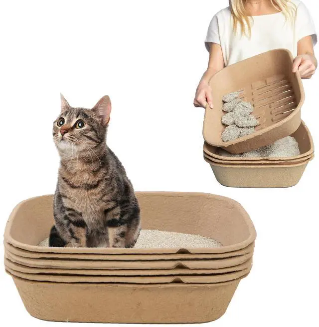 Main image of (Set of 1 Litter Box & 5 Sifting Liners) Disposable Sifting Cat Litter Box Large, 6 Count, Durable and Portable for Travel and Home Odor Control