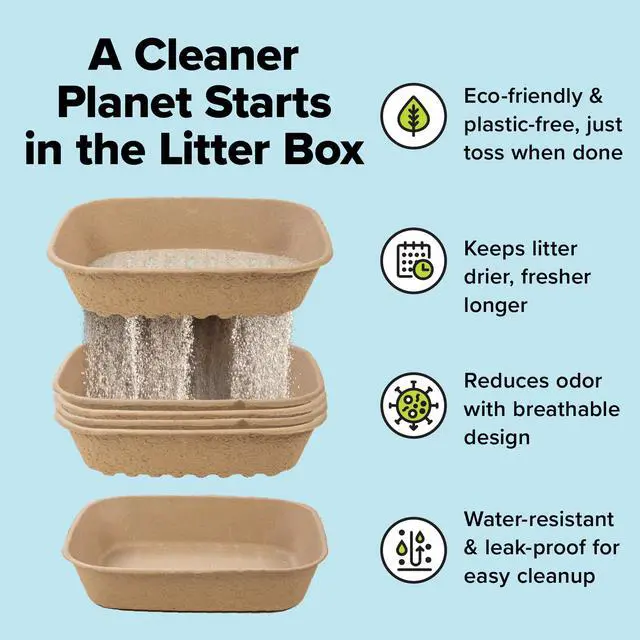 Alt view image 2 of 7 - (Set of 1 Litter Box & 5 Sifting Liners) Disposable Sifting Cat Litter Box Large, 6 Count, Durable and Portable for Travel and Home Odor Control