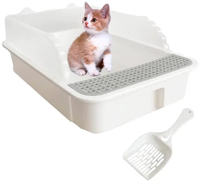 Main image of Open Cat Litter Box with High Side,Heightening Anti-Splashing Cats Litter Pan,Kitten Toilet with Litter Sifting Scoop,Semi-Enclosed Removable Kittens Litter for Easy to Clean Boxes No Odor