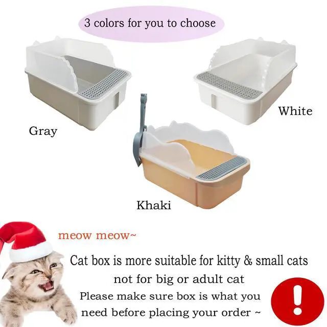 Alt view image 3 of 7 - Open Cat Litter Box with High Side,Heightening Anti-Splashing Cats Litter Pan,Kitten Toilet with Litter Sifting Scoop,Semi-Enclosed Removable Kittens Litter for Easy to Clean Boxes No Odor