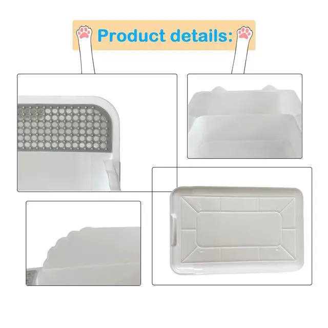 Alt view image 5 of 7 - Open Cat Litter Box with High Side,Heightening Anti-Splashing Cats Litter Pan,Kitten Toilet with Litter Sifting Scoop,Semi-Enclosed Removable Kittens Litter for Easy to Clean Boxes No Odor