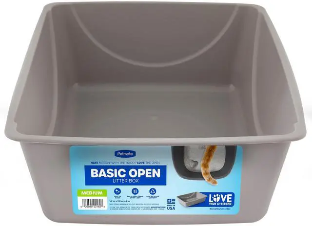 Main image of Open Cat Litter Box, Blue Mesa and Mouse Grey, Medium | Simple Open Top Litter Pan for Easy Cleaning, 1 Pack, Made in USA