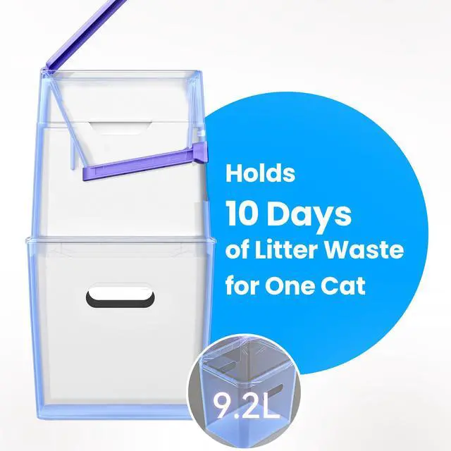 Alt view image 2 of 7 - PooGuard Litter Disposal Bin, 9.2L Trash Can for Cat Litter, Dog Waste & Diapers, with Viewing Window, Wider Opening, and 4-Month Refill Bag (White)