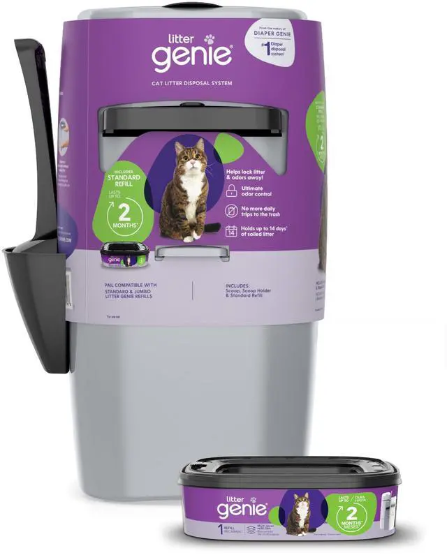 Main image of Standard Cat Litter Disposal Pail with 14 ft Standard Refill | Odor-locking pail, holds up to 14 days of cat litter, and includes a Standard Refill lasting up to 2 months for one cat.