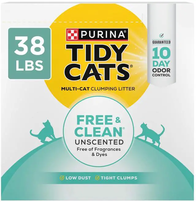 Main image of Free and Clean Unscented Clumping Cat Litter, 38 lb Box | Activated charcoal delivers lasting odor control, made without fragrances or dye, clumping