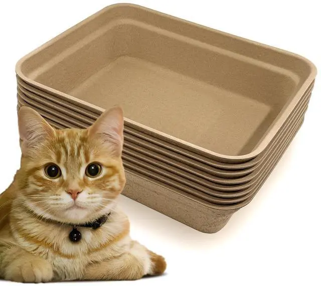 Main image of 8 Pack Disposable Cat Litter Box, 17 x 13.2 x 4 Inch Large Kitty Litter Box Pans Paper Cat Litter Tray for Hamster, Guinea Pig, Rabbit, Portable