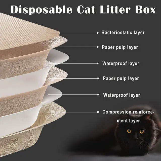 Alt view image 4 of 7 - 8 Pack Disposable Cat Litter Box, 17 x 13.2 x 4 Inch Large Kitty Litter Box Pans Paper Cat Litter Tray for Hamster, Guinea Pig, Rabbit, Portable