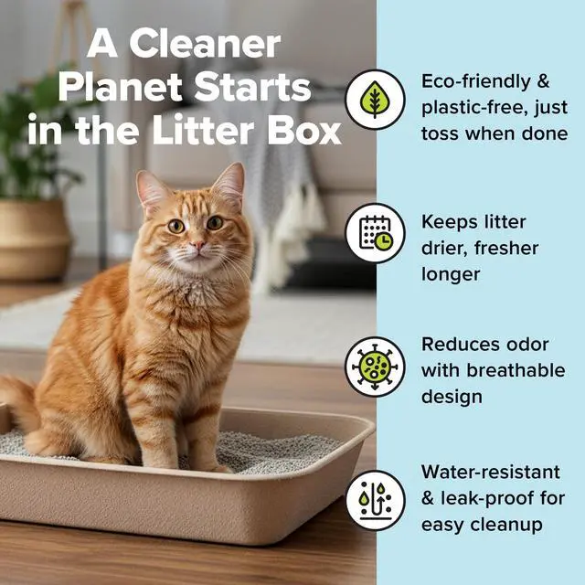 Alt view image 2 of 7 - Disposable Cat Litter Box Large, 6 Count, Durable Portable for Travel and Home, Eco-Friendly Disposable Litter Box Controls Odor