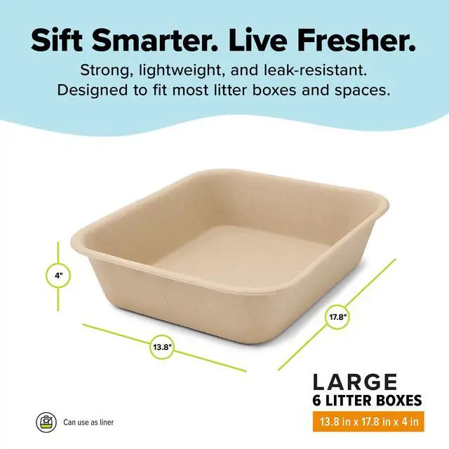 Alt view image 3 of 7 - Disposable Cat Litter Box Large, 6 Count, Durable Portable for Travel and Home, Eco-Friendly Disposable Litter Box Controls Odor