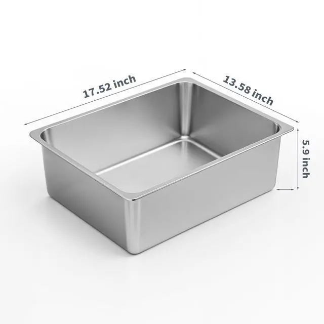 Alt view image 2 of 7 - Large High Sided Stainless Steel Cat Litter Box, Non-Stick | Solid Metal Box, Odor Free, Non Stick, Rust Proof, Easy to Clean, Ideal for Cats, Kitten, Kitty & Rabbits, Indoor Use
