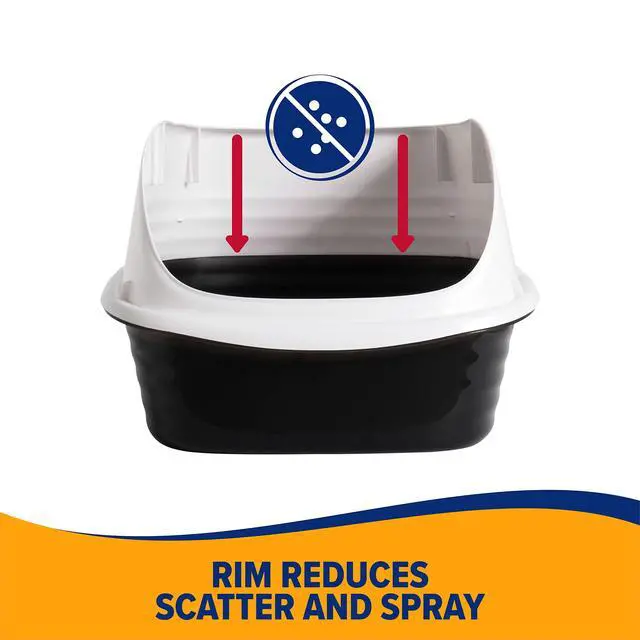 Alt view image 5 of 7 - Rimmed Cat Litter Box with High Sides and Microban, Made in USA