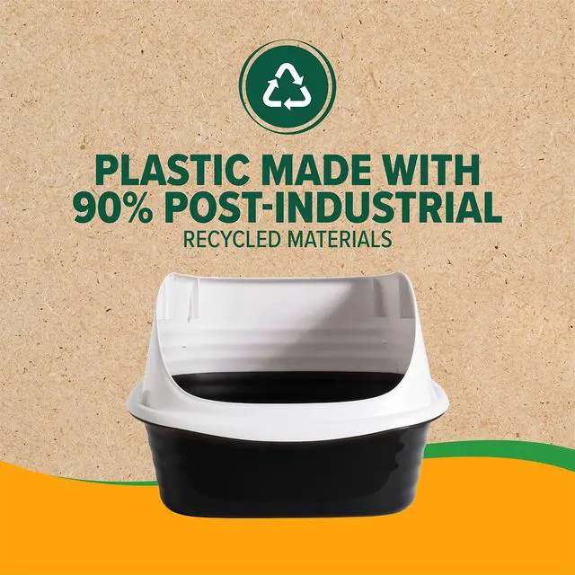 Alt view image 7 of 7 - Rimmed Cat Litter Box with High Sides and Microban, Made in USA