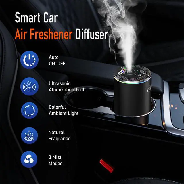 Alt view image 4 of 7 - Smart Car Air Freshener, Car Air Freshener Diffuser with Three Color Starry Sky Projection, Auto On/Off Aroma Diffuser, 3 Adjustable Mist Modes Rechargeable Aromatizante para Carro, Cologne