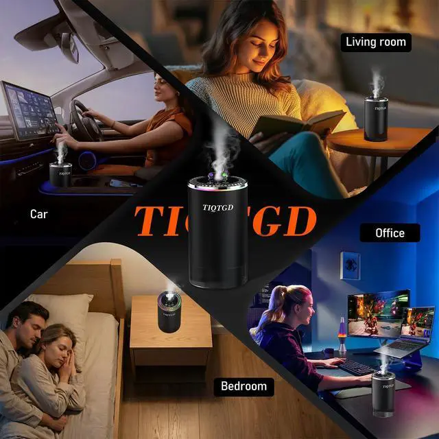 Alt view image 7 of 7 - Smart Car Air Freshener, Car Air Freshener Diffuser with Three Color Starry Sky Projection, Auto On/Off Aroma Diffuser, 3 Adjustable Mist Modes Rechargeable Aromatizante para Carro, Cologne