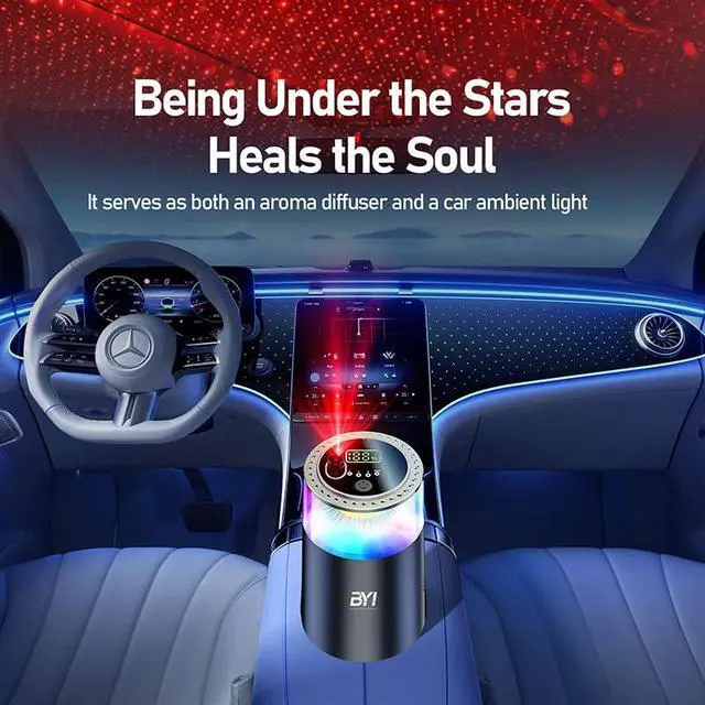 Alt view image 3 of 7 - Smart Car Air Freshener with RGB Ambient Light, Galaxy Cloud Mist, Auto On/Off, Built-in Battery, Car Aroma Diffuser, Home, Office (4 Essential Oil Box), Long-Lasting Scent