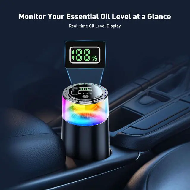 Alt view image 6 of 7 - Smart Car Air Freshener with RGB Ambient Light, Galaxy Cloud Mist, Auto On/Off, Built-in Battery, Car Aroma Diffuser, Home, Office (4 Essential Oil Box), Long-Lasting Scent