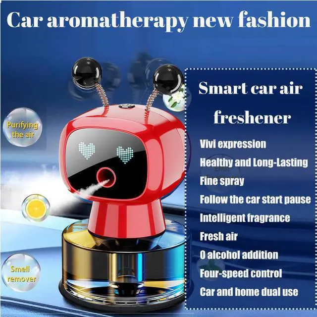 Alt view image 3 of 7 - Robot Intelligent Aromatherapy Machine, Smart Cute Robot Car Air Freshener - Fine Spray/Fillable/Four-Gear Adjustment/Vibration Sensing/On-Off/Large Capacity Long-Lasting Fragrance/Red-V2(Hilton)
