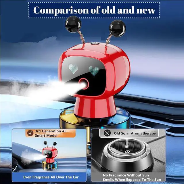 Alt view image 6 of 7 - Robot Intelligent Aromatherapy Machine, Smart Cute Robot Car Air Freshener - Fine Spray/Fillable/Four-Gear Adjustment/Vibration Sensing/On-Off/Large Capacity Long-Lasting Fragrance/Red-V2(Hilton)