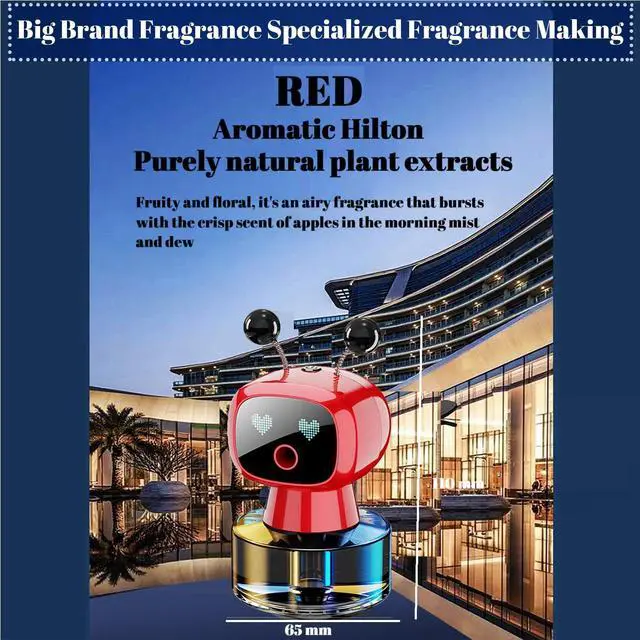 Alt view image 7 of 7 - Robot Intelligent Aromatherapy Machine, Smart Cute Robot Car Air Freshener - Fine Spray/Fillable/Four-Gear Adjustment/Vibration Sensing/On-Off/Large Capacity Long-Lasting Fragrance/Red-V2(Hilton)