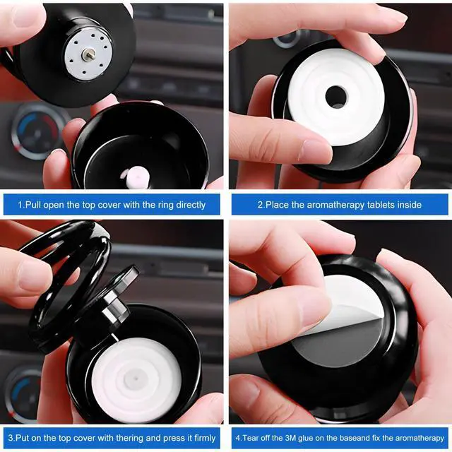 Alt view image 3 of 6 - Solar Rotating Car Air Freshener, Solar Energy Refillable Car Dashboard Aromatherapy Ornament, Double Ring Fragrance Diffuser Decorative Accessories for Vehicle Home Office (Black)
