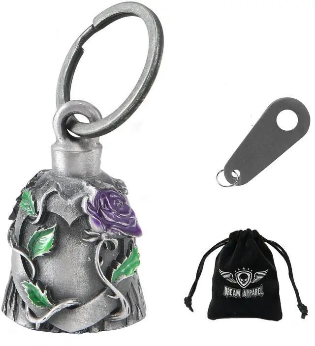 Main image of Motorcycle bells for bikers,Heart rose rider bells key chain angel bell with hanger