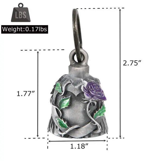Alt view image 2 of 6 - Motorcycle bells for bikers,Heart rose rider bells key chain angel bell with hanger
