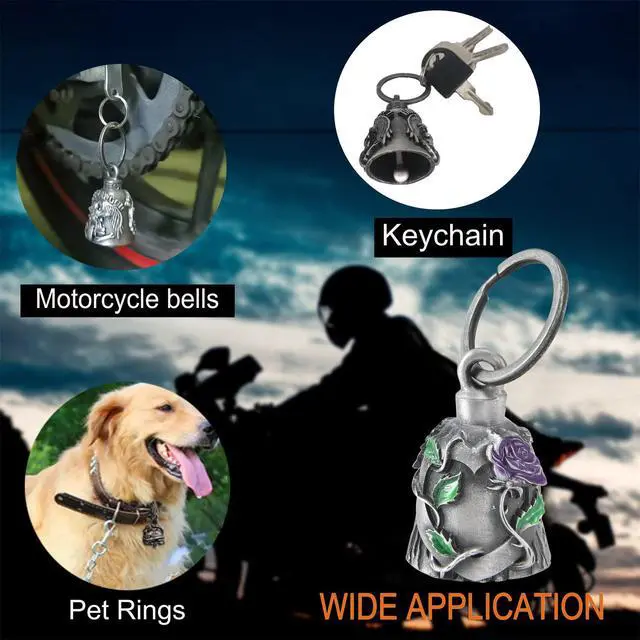 Alt view image 4 of 6 - Motorcycle bells for bikers,Heart rose rider bells key chain angel bell with hanger