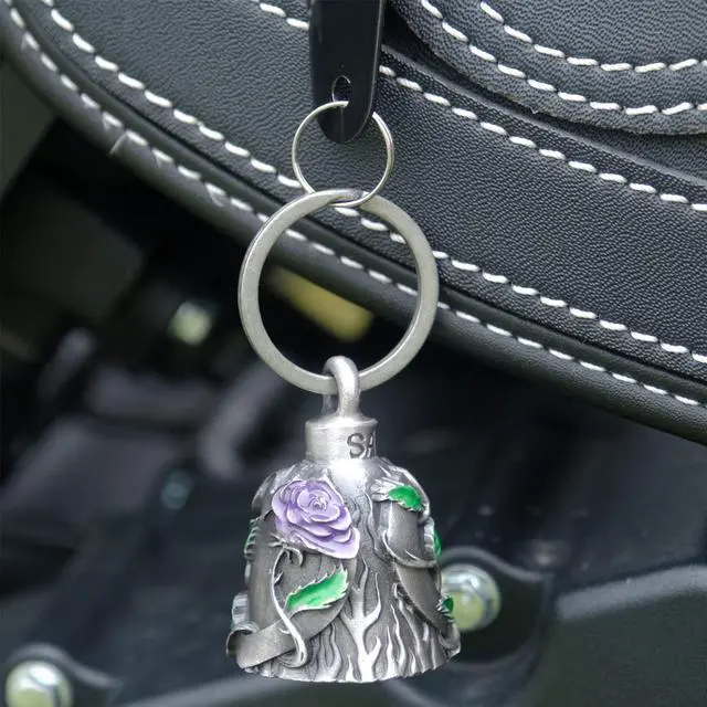Alt view image 6 of 6 - Motorcycle bells for bikers,Heart rose rider bells key chain angel bell with hanger