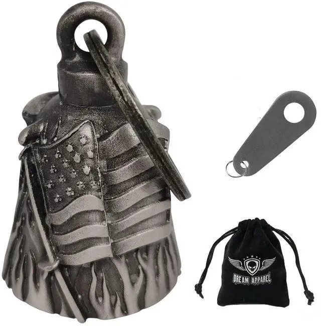 Main image of Motorcycle us flag rider bell for bikers,heavy spirit bells accessory and key chain for luck (DBL4-L US flag)